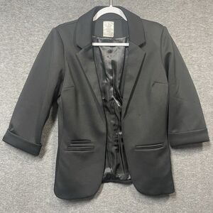 Ci Sono Outerwear Womens Black Blazer JK9553 Open Front Size M 3/4 Sleeve w/Cuff